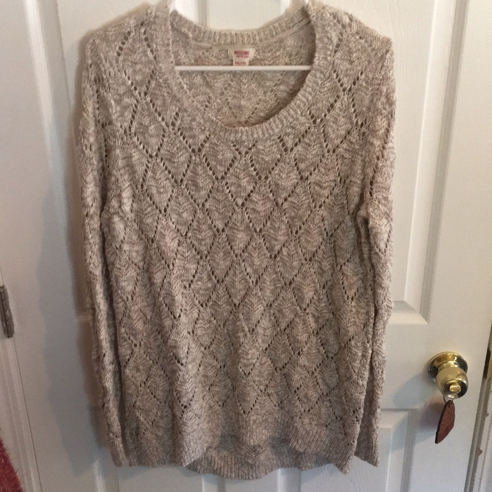 Cream Crochet Knit Sweater